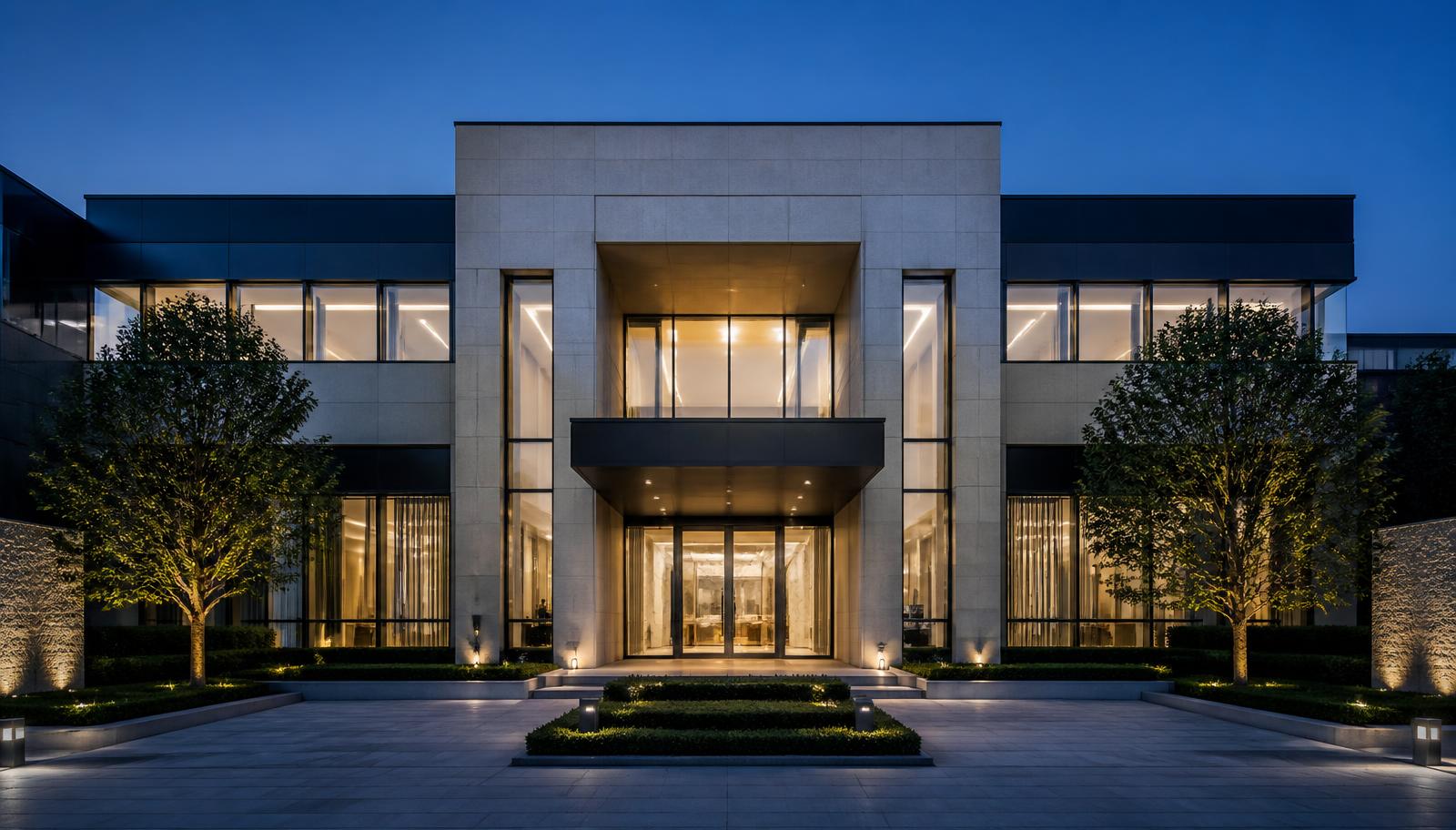 Bellhaven Capital Bank headquarters at dusk